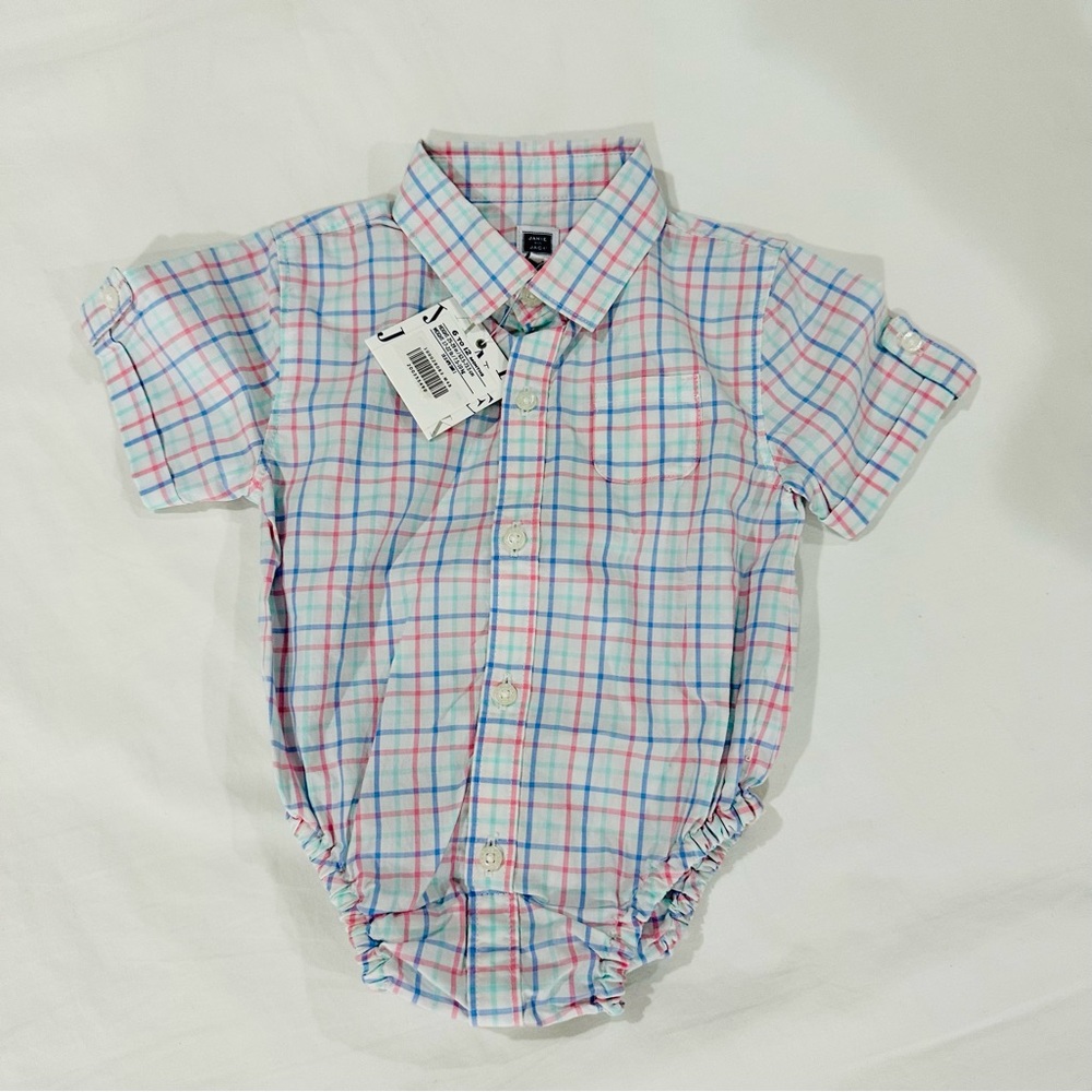 Janie & Jack Plaid Short Sleeve Button Down